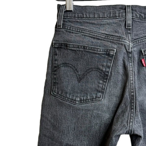 Levis 501 High Rise Straight Leg Faded Black Denim Raw Cut Off Hem Jeans 25 - Picture 11 of 16